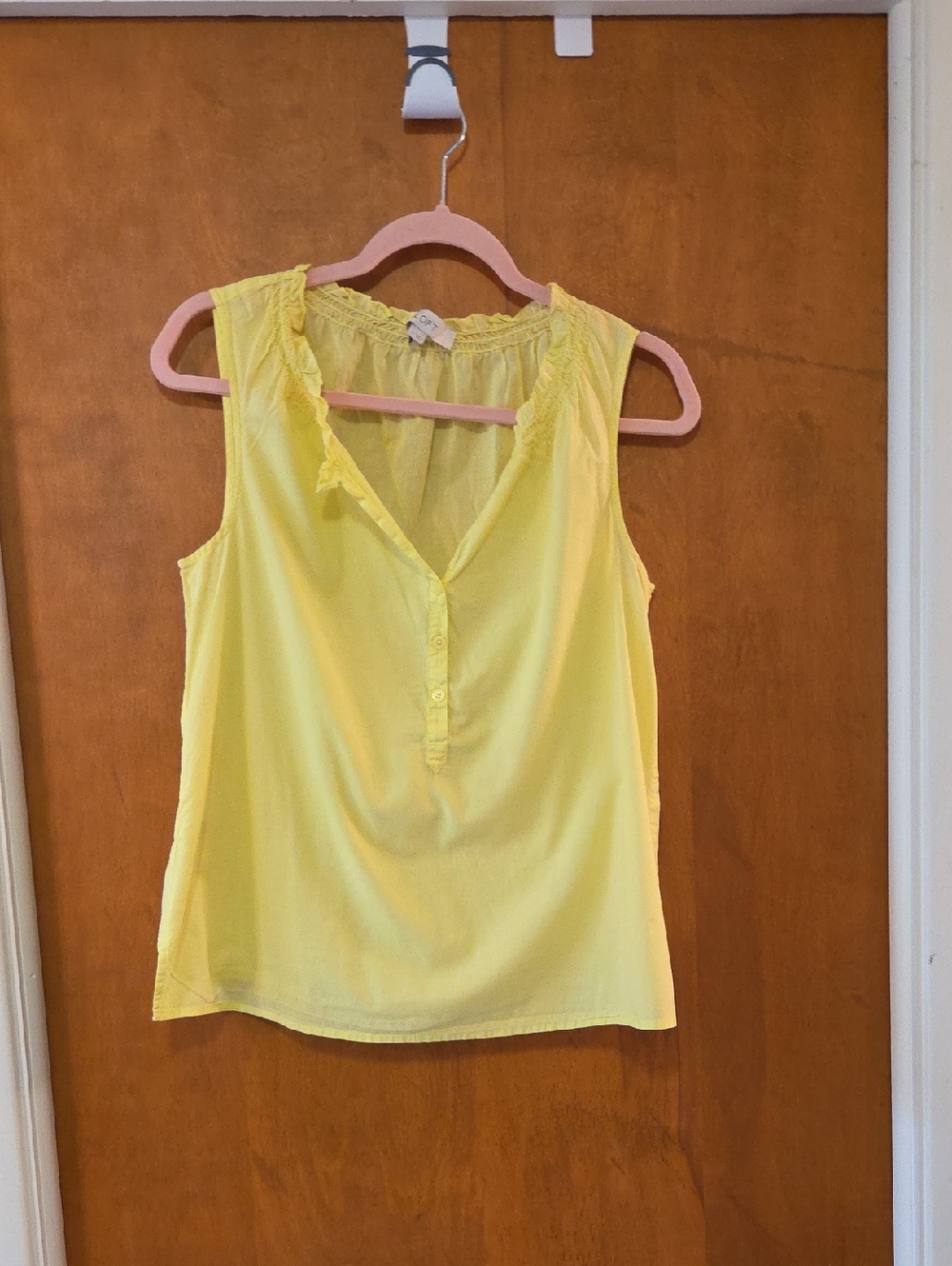 LOFT Yellow Sleeveless V-Neck Button Front Top S